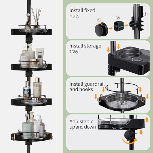 akinbas 360° Rotating Shower Caddy Tension Pole - Image 5