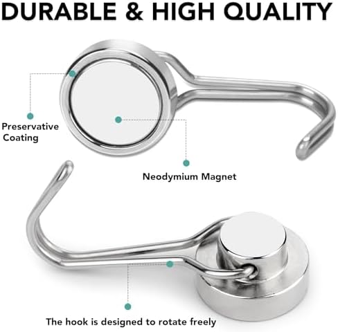 MIKEDE Magnetic Hooks Heavy Duty 40LB+ Swivel Swing Strong Magnet Hook - Image 5