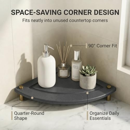 Corner Counter Shelf, Water Absorbing Stone Drying Tray Mat - Image 2