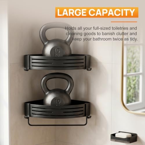 Black Adhesive Triangle Shower Caddy - Image 6