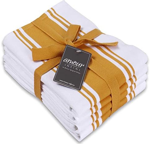 AMOUR INFINI Kitchen Towels 100% Cotton Pack of 4, Highly Absorbent Quick by AmourInfini