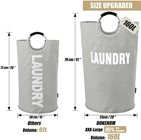 DOKEHOM 160L XX-Large Laundry Basket Bag, Collapsible Tall Hamper - Image 3