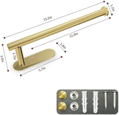 Paper Towel Holder with 2 Hooks-Under Cabinet Paper Towel Holder - Image 6