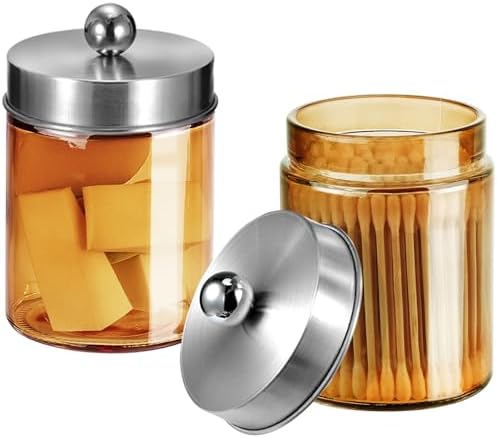 3 Pack Apothecary Jar Canisters Bathroom Vanity Organizer - Image 2