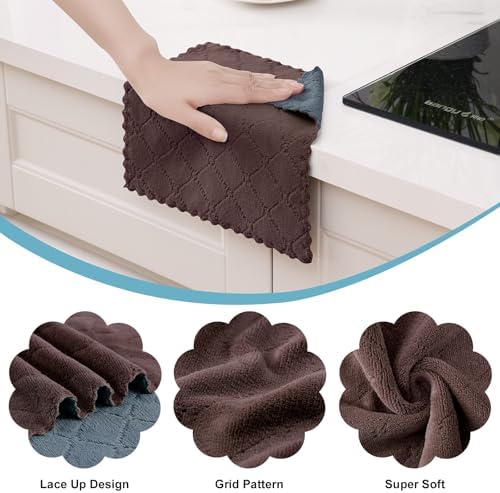 Homaxy 12 Pack Super Soft Dish Cloths, Dark Grey & Brown - Image 2