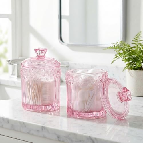 RUIAN Pink Glass Qtip Holder - Image 6