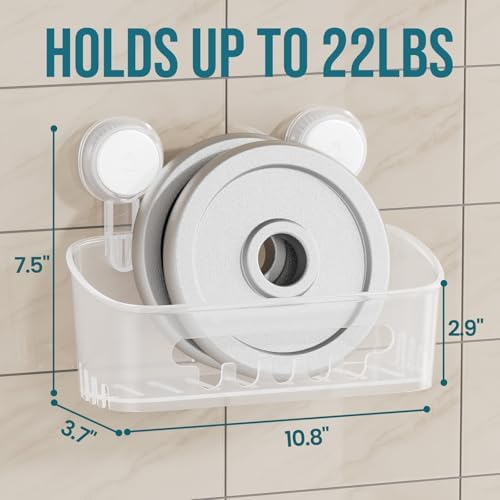 TAILI Shower Caddy Suction Cup Bathroom Organizer Shelf Frosted Clear - Image 2