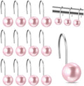 Threehoney 12 Pcs Cute Shower Curtain Hooks Shower Curtain RingPink by Threehoney