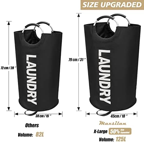 Maxsilan 125L X-Large Laundry Basket Bag, Collapsible Tall Hamper - Image 3