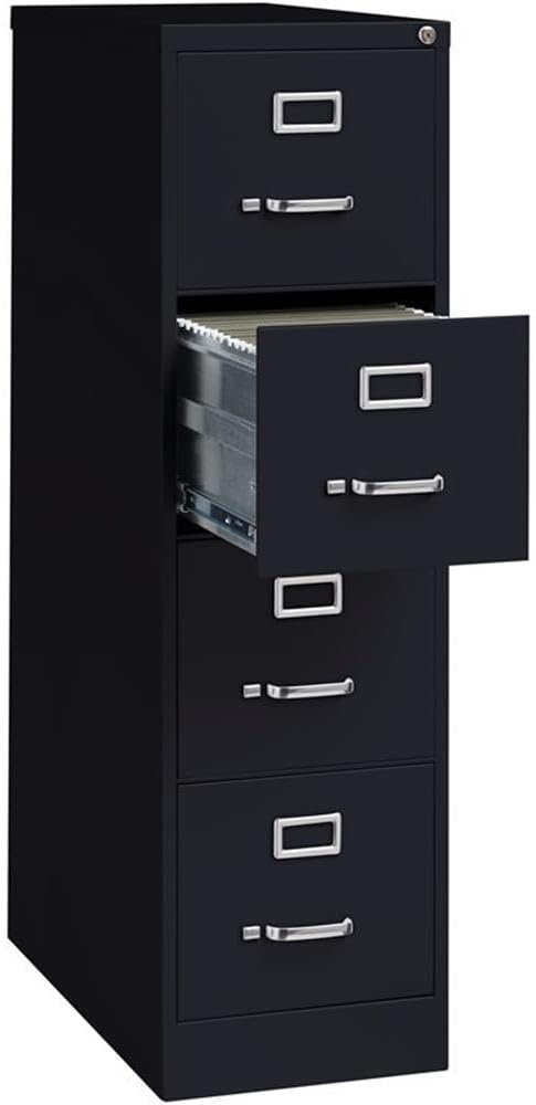 Scranton & Co 26.5" D Metal 4-Drawer Letter Width Vertical Filing Cabinet Black