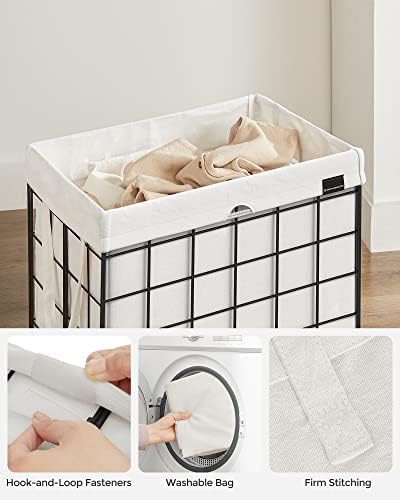 SONGMICS Laundry Hamper, 23.8 Gal. Laundry Basket, Collapsible Clothes Hamper - Image 3