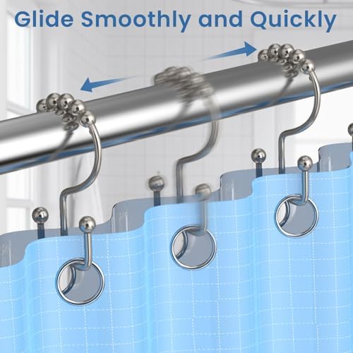 Brushed Nickel Shower Curtain Hooks Double Sided - Image 5