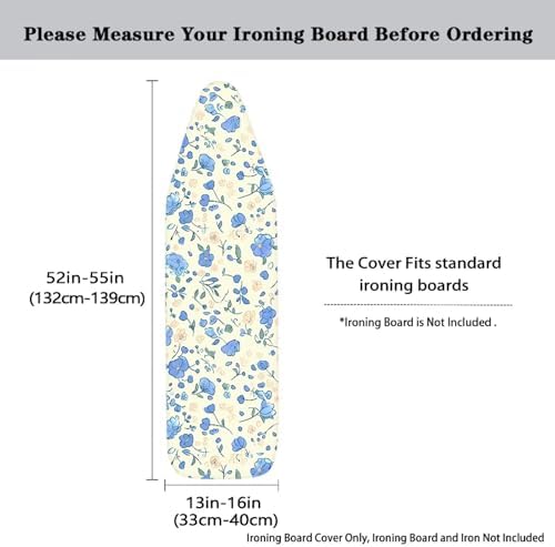 Blue Ditsy Flower Ironing Board Cover 15x54 Inch Applicable Standard Size - Image 3