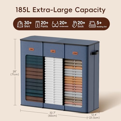 185L Laundry Hamper 3 Section, Laundry Hamper - Image 3