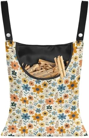 Floral Print Clothespin Bag Laundry Hanging Storage Organizer by CREAMIC