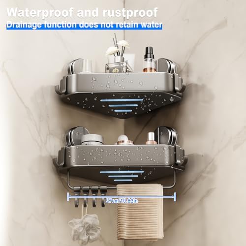Mustorn Suction Cup Shower Caddy Corner, 1 Pack Suction Corner Shower Shelves - Image 4