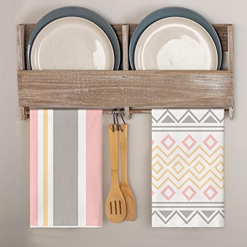 Artoid Mode Pink Stripes Home Sweet Home Boho Kitchen Towels Dish Towels - Image 4