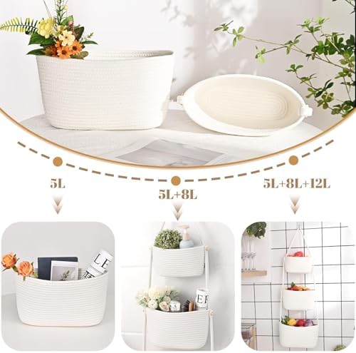 Hanging Basket, 3-Tier Woven Wall Basket - Image 5