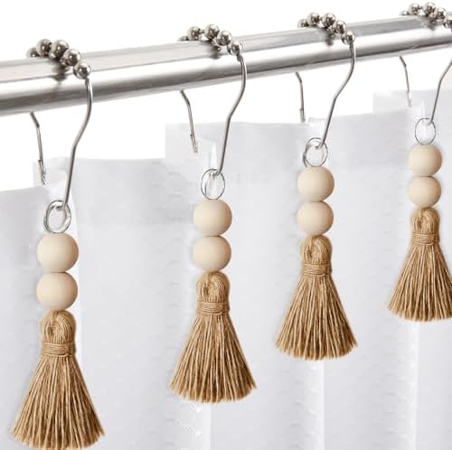 Boho Shower Curtain Hooks Rings Rustproof, CHICTIE Nautical Decorative Shower - Image 2