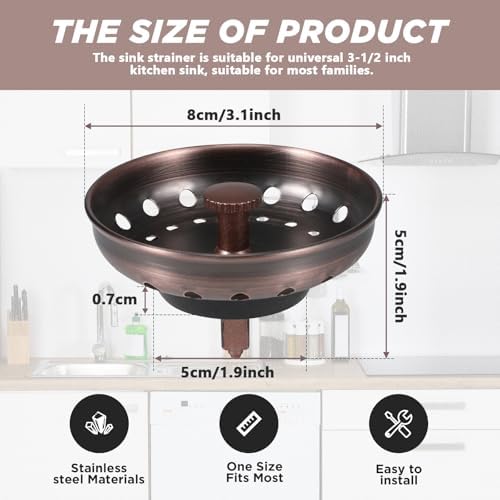 Retisee 2 Pcs Kitchen Sink Stopper Strainer Stainless Steel Drain Strainers - Image 3