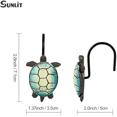 Sunlit Sea Turtle Shower Curtain Hooks, Home Decorative Shower Curtain Rings - Image 2
