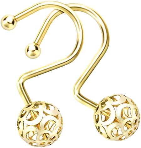 MitoVilla Gold Metal Shower Curtain Hooks Rings, Bling Yellow Shower Hooks by MitoVilla