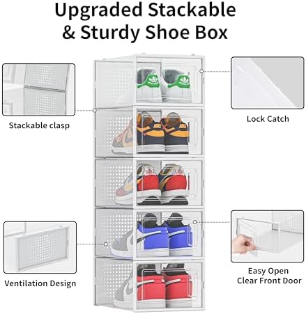 12 Pack Shoe Organizer Storage Bins, Space Saving Foldable Shoe Storage Bins - Image 4