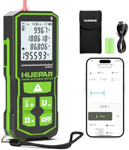 Huepar 200Ft Bluetooth Laser Measuring Tool S60-BT, APP Control, Rechargeable by Huepar