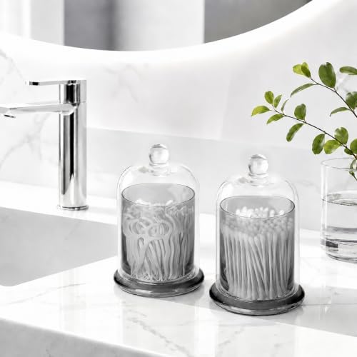 rejomiik Qtip Holder Glass Apothecary Jars - Image 2