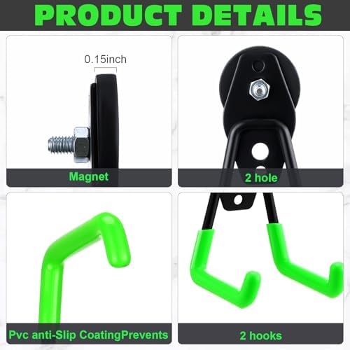 Landhoow 6 Pcs Large Magnetic Hooks Heavy Duty Garage Magnet Hooks Strong - Image 4