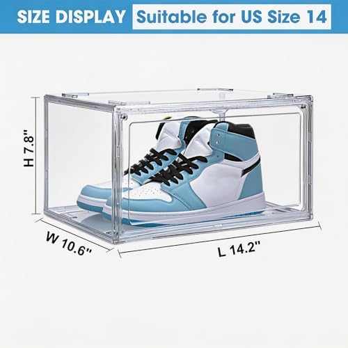 HIYOHIYO 8 Pack Clear Shoe Box Organizer, Large Capacity Fit US Size 14 - Image 2