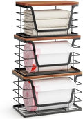 ALOCEO 3 Pack Stackable Storage Bins by ALOCEOWallHooksAdhesive