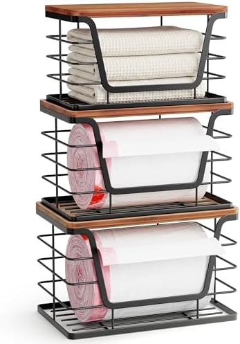 ALOCEO 3 Pack Stackable Storage Bins by ALOCEOWallHooksAdhesive
