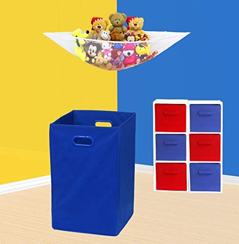 Simple Houseware Foldable Closet Laundry Hamper Basket, Dark Blue - Image 3