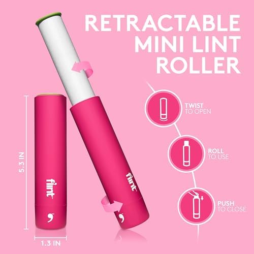 Flint Classic Pink Retractable Mini Lint Roller - Image 2