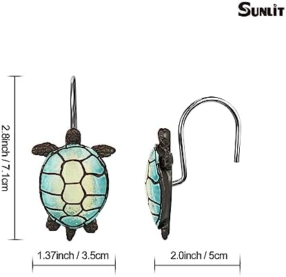 Sunlit Sea Turtle Shower Curtain Hooks, Home Decorative Shower Curtain Rings - Image 3