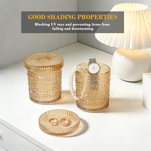 Flrolove 4pcs Amber Glass Qtip Holder, 10oz Bathroom Organizers and Storage - Image 4