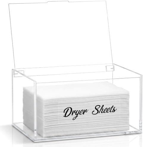Acrylic Dryer Sheet Holder Dispenser Container, Bonus Black Labels Included by SUBEKYU