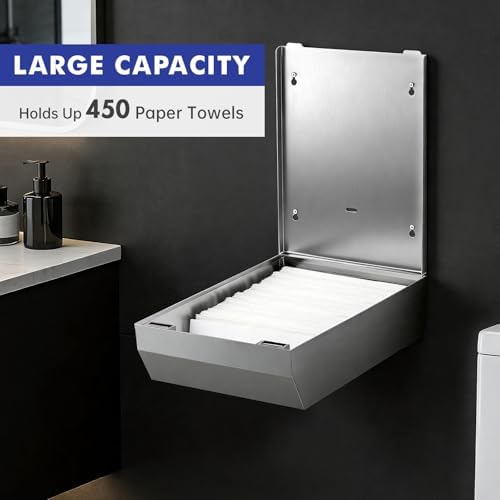 Gorlary Paper Towel Dispenser Wall Mount, Keyless Magnetic Closure - Image 3