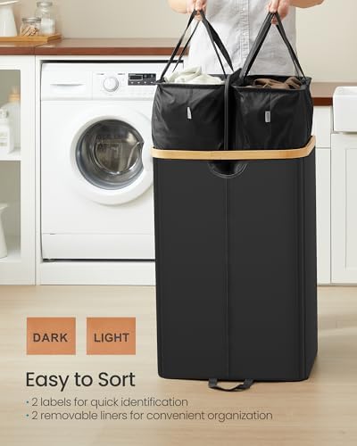 SONGMICS Laundry Hamper with 2 Lids, 150L Laundry Basket，2 Compartments - Image 4
