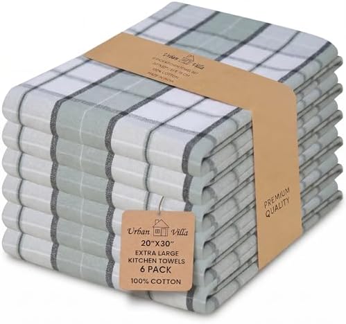 Urban Villa Kitchen Towels Cotton Dish Towels 20”x30” Majestic Checks by CottonTrends