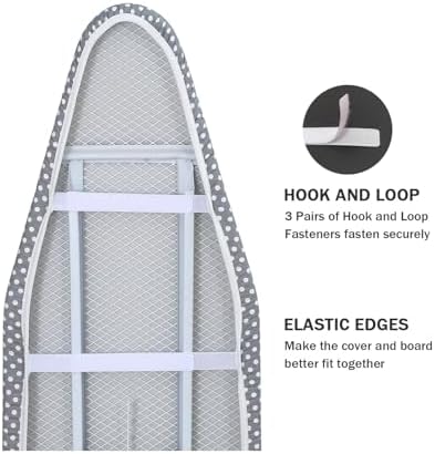 Ironing Board Cover and Pad Standard Size 15 x 54, 3 Pairs of Hook and Loop - Image 4