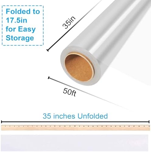JOYIT 50' Long X 35” Wide Clear Cellophane Wrap Roll - Image 2