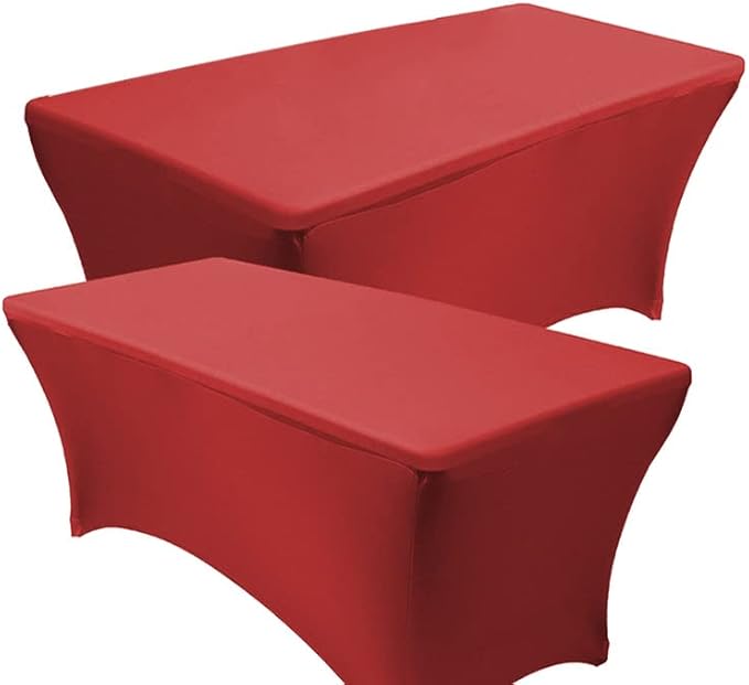 RELIANCER 2 Pack Stretch Spandex Table Covers for Rectangular Tables,8FT Elastic Fitted Tablecloth,Universal Rectangular Table Cloth Protector for Outdoor Party,Wedding,Bar,Birthday,Banquet,Events
