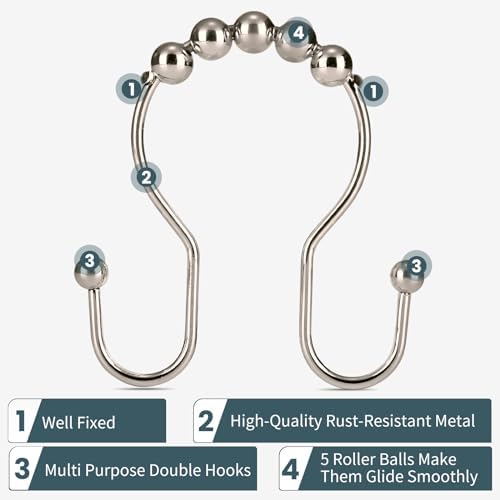 Shower Curtain Hooks, OEH Shower Curtain Rings, Metal Shower Curtain Rings Rust - Image 3