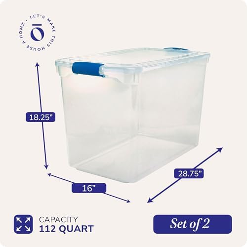HOMZ Clear Plastic Storage Bins w/Latching Lid, 112 Qt, 2 Pack - Image 4