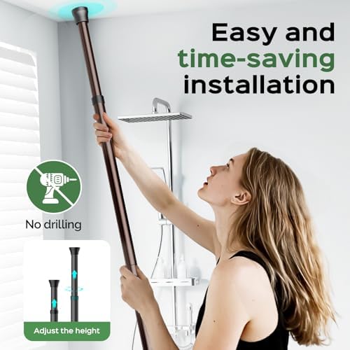 HAMITOR Shower Caddy Tension Pole, Adjustable Bathroom Storage Organizer - Image 5