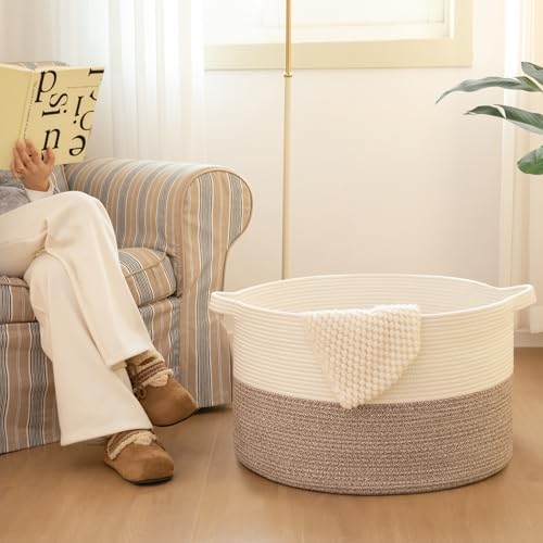 OIAHOMY 90L Large Blanket Basket Living Room Laundry Basket Black & White - Image 6