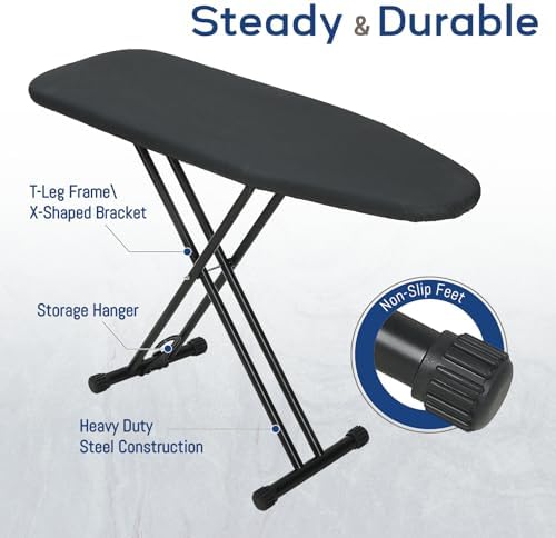 Ironing Board 43x13 with Iron Rest, RAINHOL Black Full Size Iron Board - Image 4