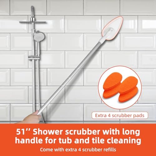 Qaestfy Bathtub Scrubber, Adjustable Long Handled Scrub Brush - Image 2